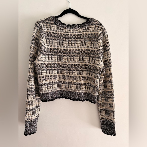 House of Harlow 1960 Cropped Knit Sweater XL Textured Metallic Boho Chic - Picture 2 of 5